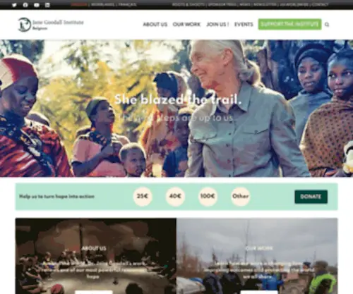 Janegoodall.be(Jane Goodall Institute Belgium) Screenshot