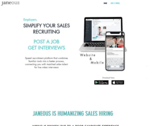 Janeous.com(Sales Recruiting Platform) Screenshot