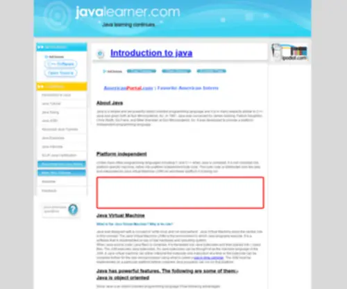 Javalearner.com(Javalearner) Screenshot