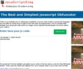 Javascript2IMG.com(Obfuscate Javascript Code OnLine for Free inserting it in a image) Screenshot