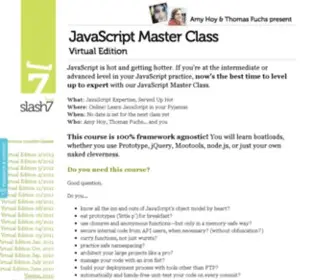 Javascriptmasterclass.com(JavaScript Masterclass Virtual Edition with Amy Hoy & Thomas Fuchs) Screenshot