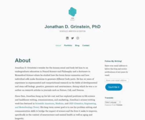 JDGsciencewriter.com(SCIENCE WRITER) Screenshot