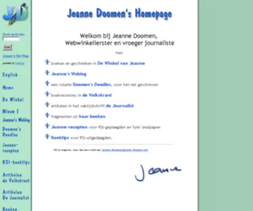 Jeanne-Doomen.net(Jeanne Doomen's Homepage bij DeHeeg) Screenshot