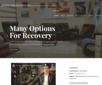 JeremyfrankpHD.com(Dr. Jeremy Frank PHD CADC) Screenshot
