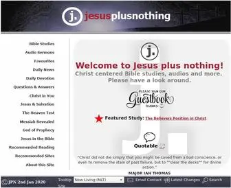 Jesusplusnothing.com(The Jesus Plus Nothing website. This site) Screenshot