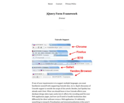 Jformer.com(JQuery Form Framework) Screenshot