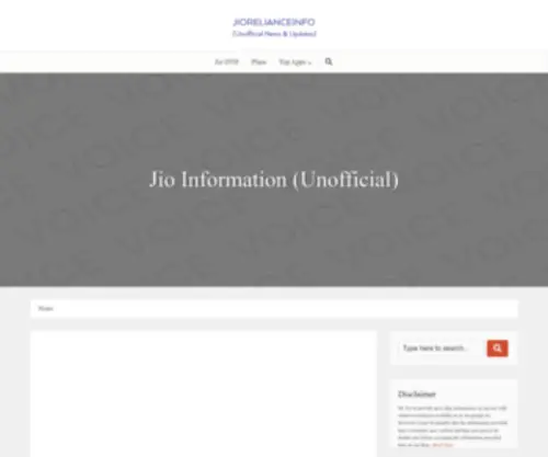 Jioreliance4G.in(Jio Information (Unofficial)) Screenshot