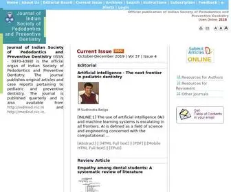 Jisppd.com(Journal of Indian Society of Pedodontics and Preventive Dentistry) Screenshot