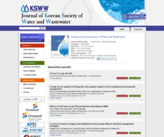 JKSWW.or.kr(Journal of the Korean Society of Water and Wastewater) Screenshot