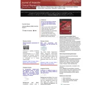 Joacp.org(Journal of Anaesthesiology Clinical Pharmacology) Screenshot