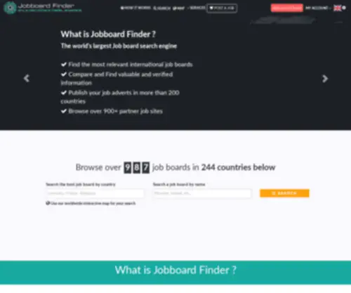 Jobboardfinder.net(957 referenced Job boards worldwide) Screenshot