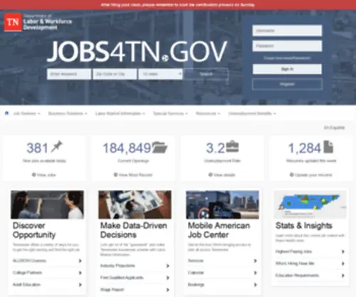 Jobs4TN.gov(JOBS4TN Online) Screenshot