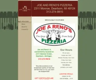 Joeandrenospizzeria.com(Joe and Reno's Pizzeria) Screenshot