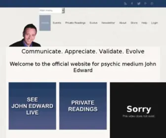 Johnedward.net(The ONLY Official Worldwide Website for Psychic Medium John Edward) Screenshot
