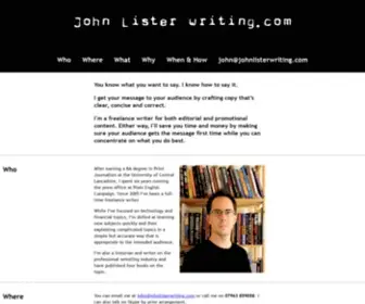 Johnlisterwriting.com(John Lister) Screenshot