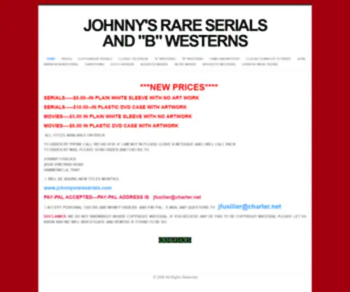 Johnnysrareserials.com(Johnny’s Rare Serials in Hammond) Screenshot