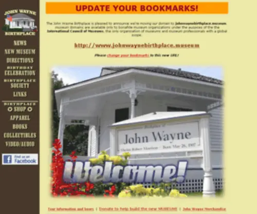 Johnwaynebirthplace.org(The John Wayne Birthplace) Screenshot