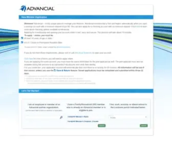 Joinadvancial.org(New member application) Screenshot