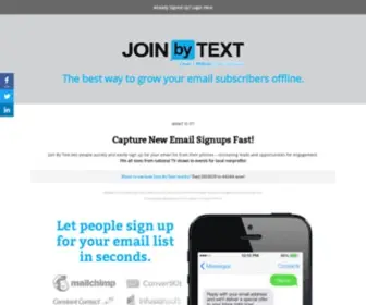 Joinbytext.com(Get Email Signups through Text Messaging for MailChimp & More) Screenshot