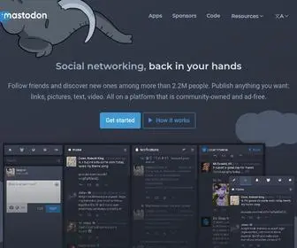 Joinmastodon.org(Mastodon is an open source decentralized social network) Screenshot