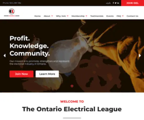 Joinoel.ca(The Ontario Electrical League) Screenshot