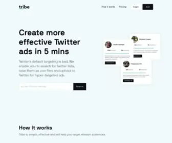 Jointribe.io(Find & download Twitter lists to target custom audiences) Screenshot