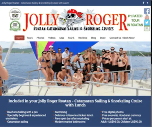 Jollyrogerroatan.com(Catamaran Sailing & Snorkeling Cruises with Lunch) Screenshot