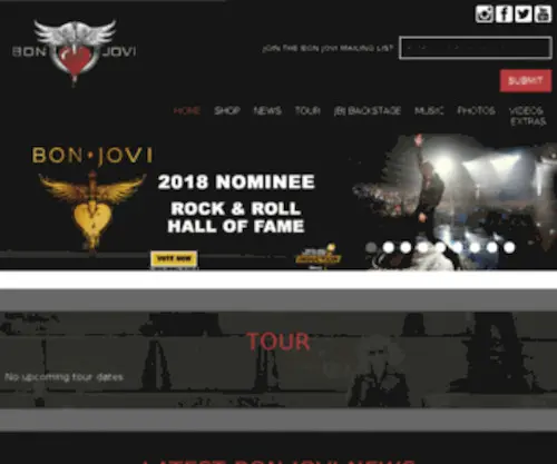 Jonbonjovi.com(Bon Jovi) Screenshot