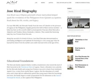 Joserizal.com(Jose Rizal Biography) Screenshot