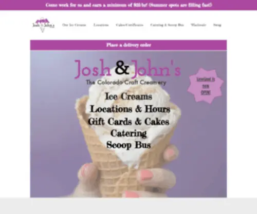 Joshandjohns.com(Josh & John's Ice Cream) Screenshot