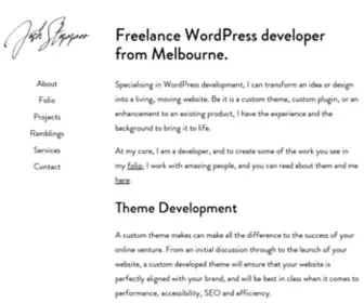Joshstopper.com.au(Freelance WordPress developer from Melbourne) Screenshot