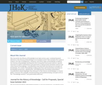 Journalhistoryknowledge.org(The Journal for the History of Knowledge) Screenshot