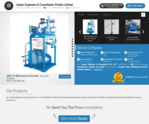 Joyamengineers.com(Vacuum Pumps) Screenshot