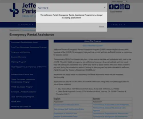 Jpera.org(Jefferson Parish Rental Assistance Program) Screenshot