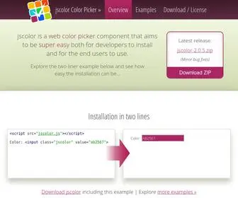 Jscolor.com(JavaScript Color picker with Opacity (alpha channel)) Screenshot