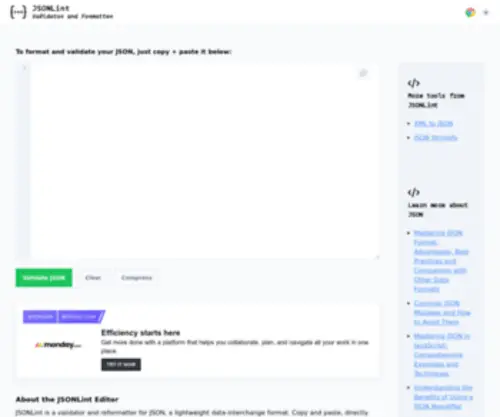 Jsonlint.com(JSON Online Validator and Formatter) Screenshot