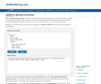 Jsontostring.com(Convert JSON to String Online) Screenshot