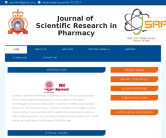 JSrponline.com(Submit your original research manuscript to Journal of Scientific Research in Pharmacy) Screenshot