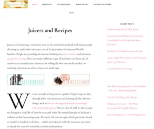 Juicersandrecipes.com(Juicers and Recipes) Screenshot