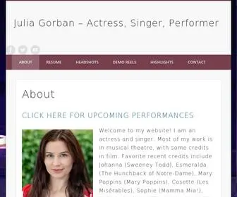 Juliagorban.com(Actress, Singer, Performer) Screenshot