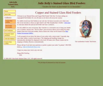 Juliekellyglass.com(Artist Julie Kelly Stained Glass Bird Feeders =Home) Screenshot