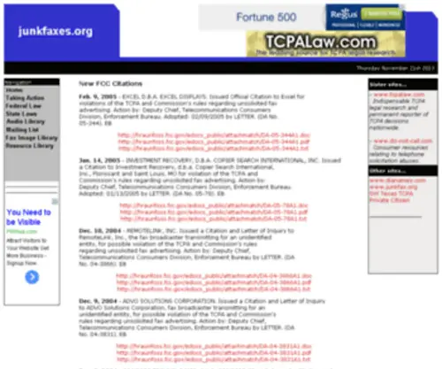 Junkfaxes.org(Resources for Junk Fax Victims) Screenshot