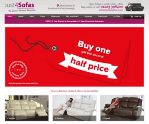 Just4Sofas.co.uk(Bespoke Luxury Electric Recliner Sofas) Screenshot