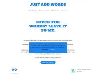 Justaddwords.co.uk(Clear, concise and compelling copy for your business) Screenshot