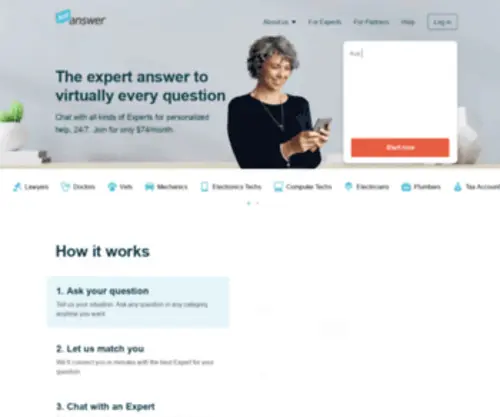 Justanswer.com(Ask an Expert) Screenshot