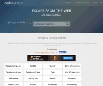 Justdeleteme.com(Justdeleteme) Screenshot