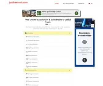 Justfreetools.com(Free Online Calculators & Convertors & Useful Tools) Screenshot