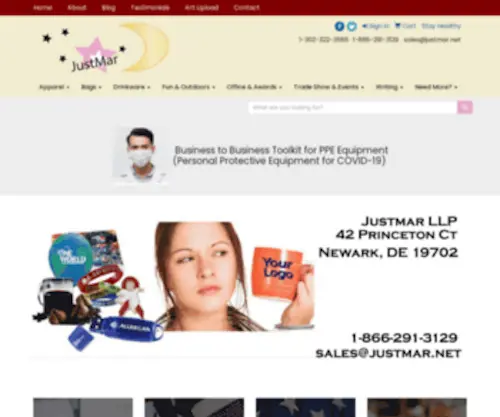 Justmar.net(Imprinted Promotional Pens And Other Corporate Promotional Items From JustMar Promotional Products) Screenshot