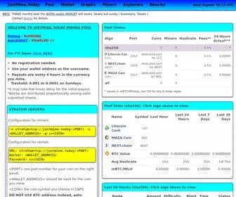 Justmine.today(JustMineToday mining pool) Screenshot