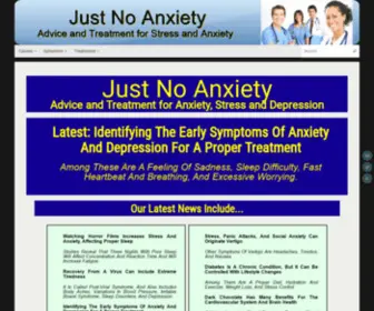 Justnoanxiety.com(Health Advice Newsletter) Screenshot